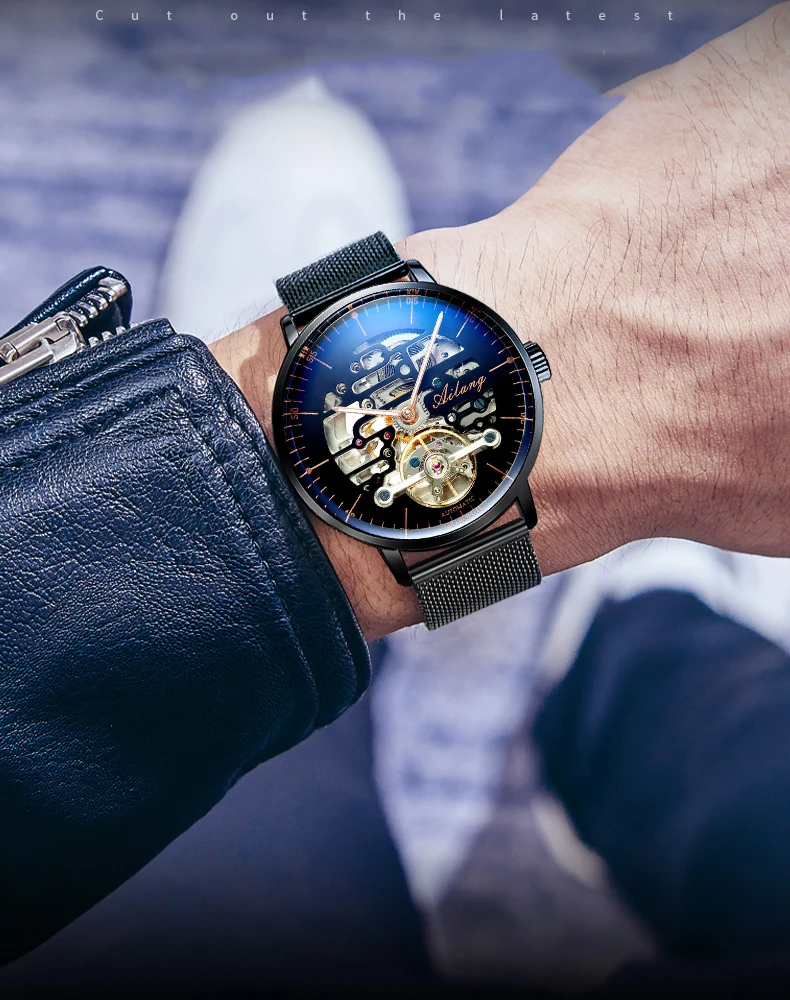 AILANG Nuovo di zecca, orologio meccanico alla moda per uomo, cinturino in pelle, impermeabile, luminoso, automatico, tourbillon_voghion.com