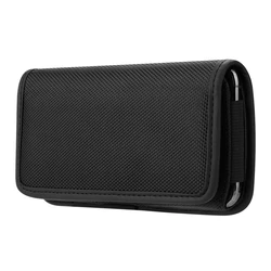 Men's Oxford Cloth Phone Holster & Wallet Combo - Belt Clip Waist Bag with Card Holder for Running, Travel, and Camping (Horizontal)