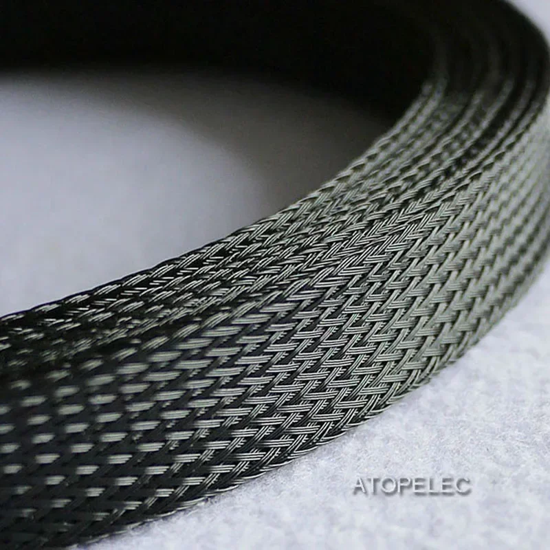 2M Wide 18/20/25/30/40/50/60/70/80/100mm Braided PET Expandable Sleeving Wrap Wire Cable Sleeve Sheath Nylon Expand 200% Black