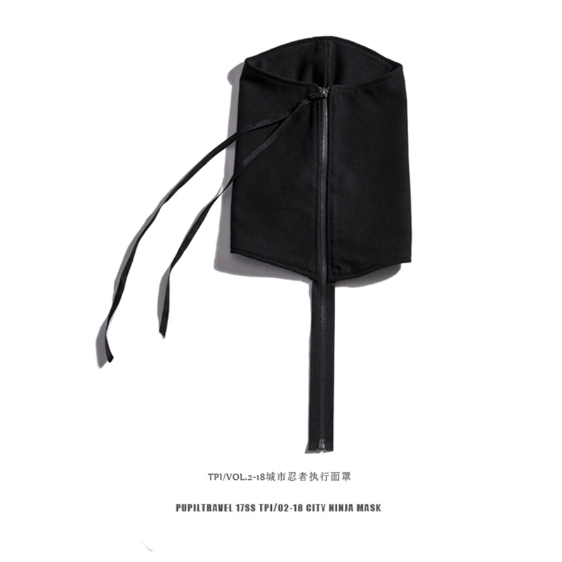 18AW techwear classic cyberpunk black zipper scarf fashion darkwear Wasteland Punk (improve from acronym) winter accessories
