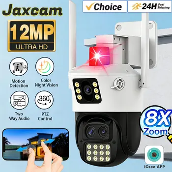 IP Camera 6K 12MP HD WiFi Outdoor Camera 8x Zoom Three Lens Dual Screen Home Security PTZ Camera 6MP Video Surveillance iCSee 1