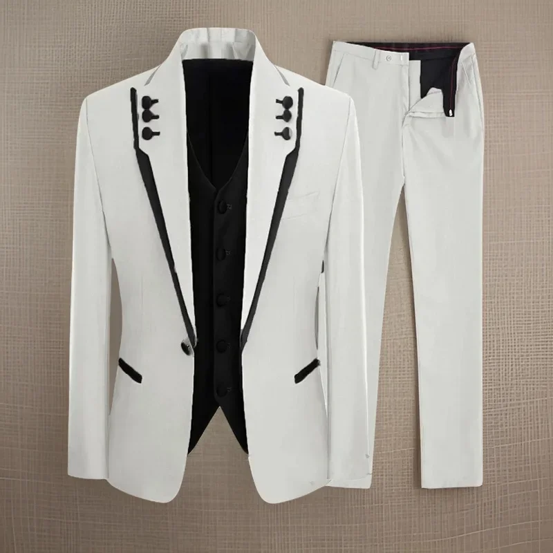 

Formal Men Suits 3 Pieces Wedding Tuxedos Party Groom Costume Homme Best Man Suit New Arrival 2024 (Jacket + Pants)