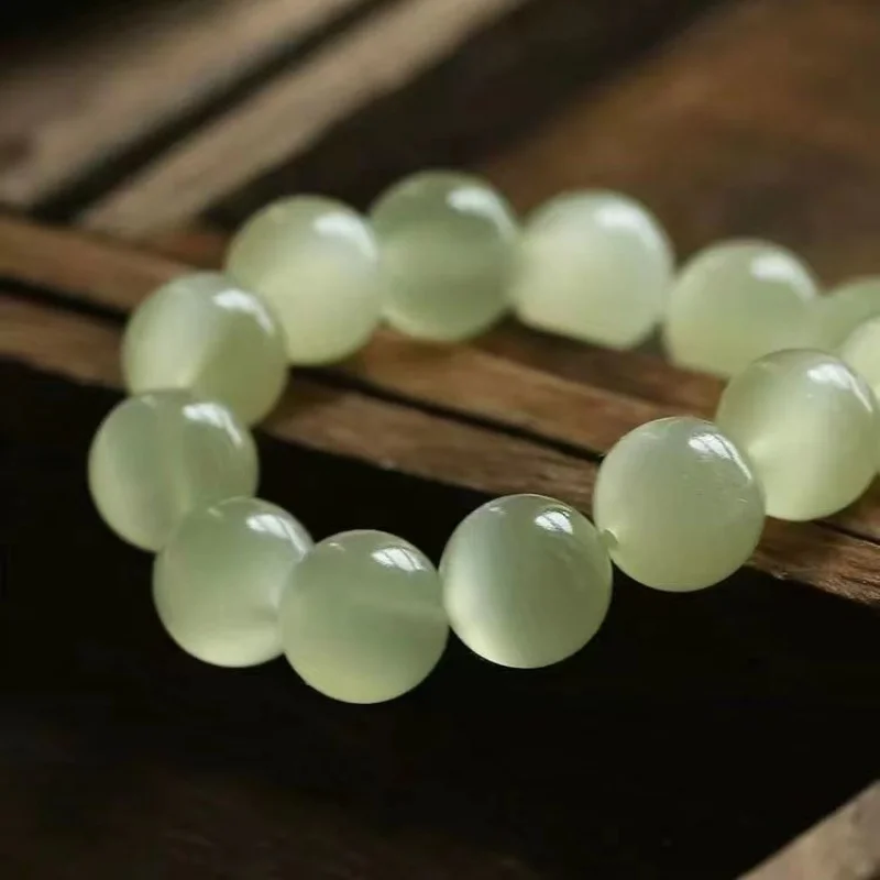 

Оптовая продажа, прозрачный акварельный браслет из Афганистана, зеленовато-белый нефритовый браслет для мужчин и женщин, старые круглые бусины в форме винограда, замороженного кошачьего глаза