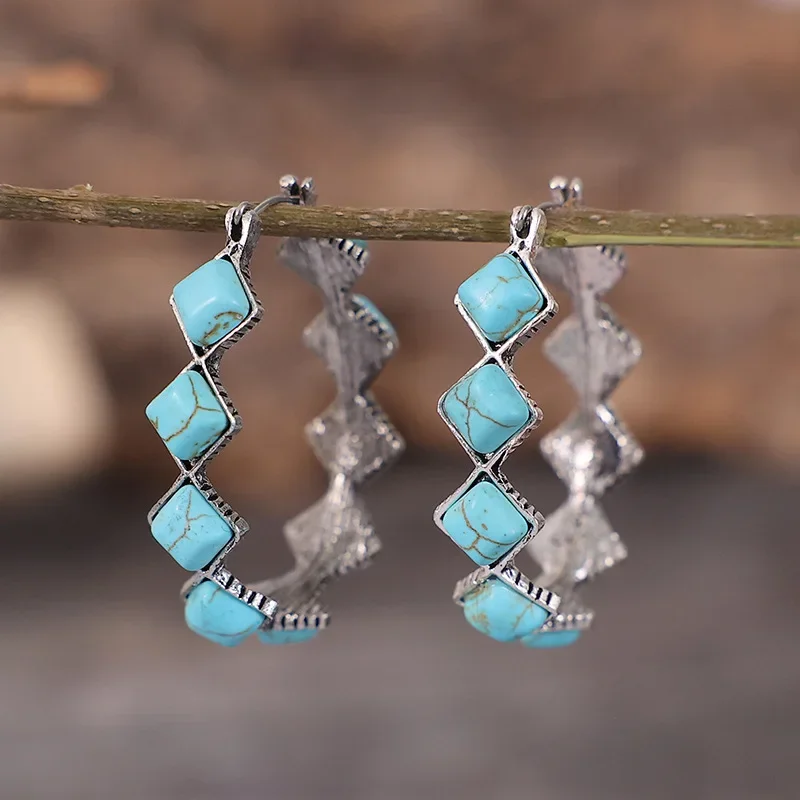 

Exaggerated Shape Turquoise Dangle Earrings for Women