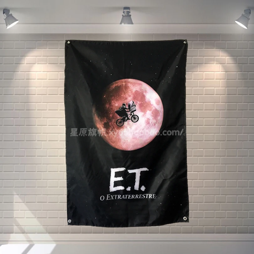 

"E.T. the Extra-Terrestrial" Cartoon Movie Poster Banners Children's Room Wall Decoration Hanging Art Waterproof Cloth Flags