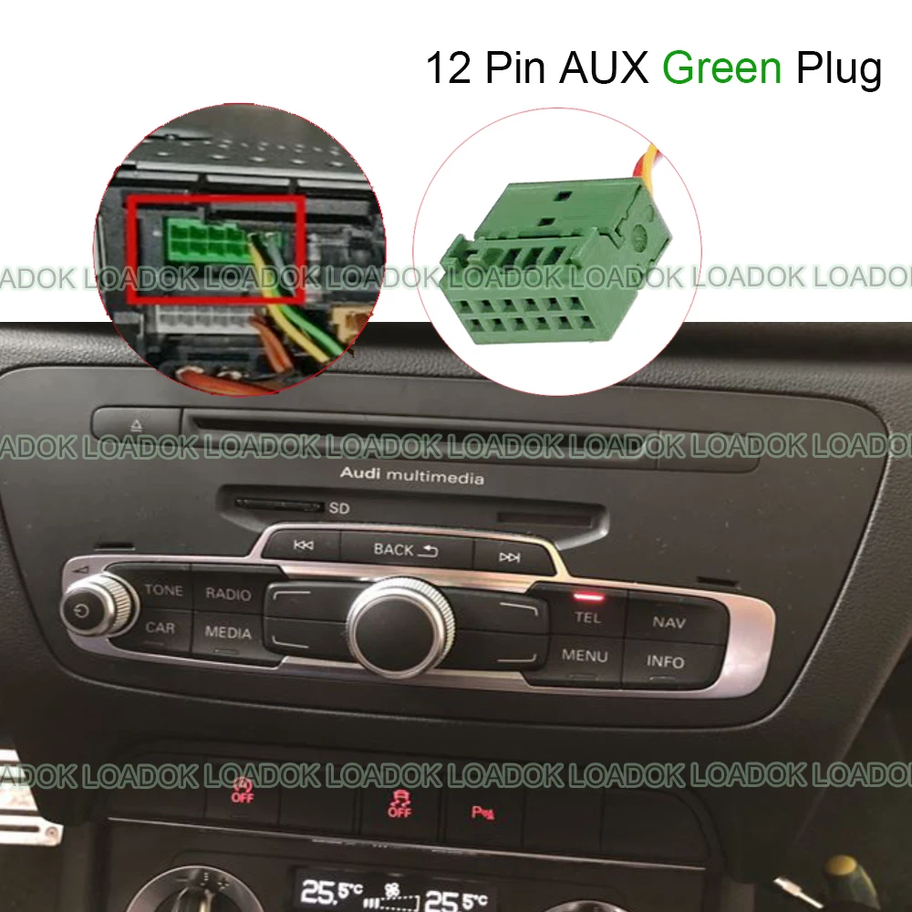 차량용 블루투스 12 핀 음악 오디오 AUX 어댑터, 핸즈프리 통화 마이크 케이블, VW 골프 7 파사트 아우디 A3 A1 Q3 MIB 플랫폼 액세서리