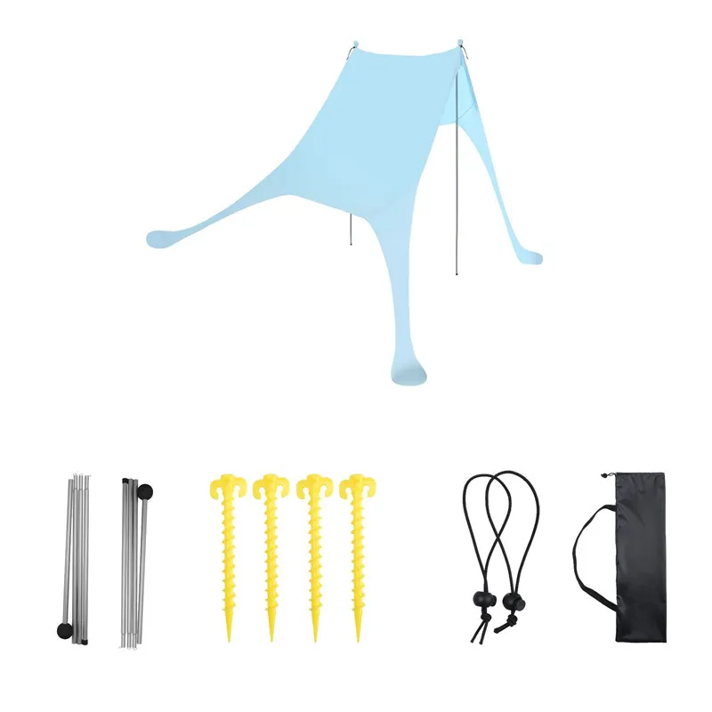Family Beach Sunshade Lightweight Sun Shade Tent With Sandbag Anchors 4 Free Pegs UPF50+ UV Large Portable Canopy