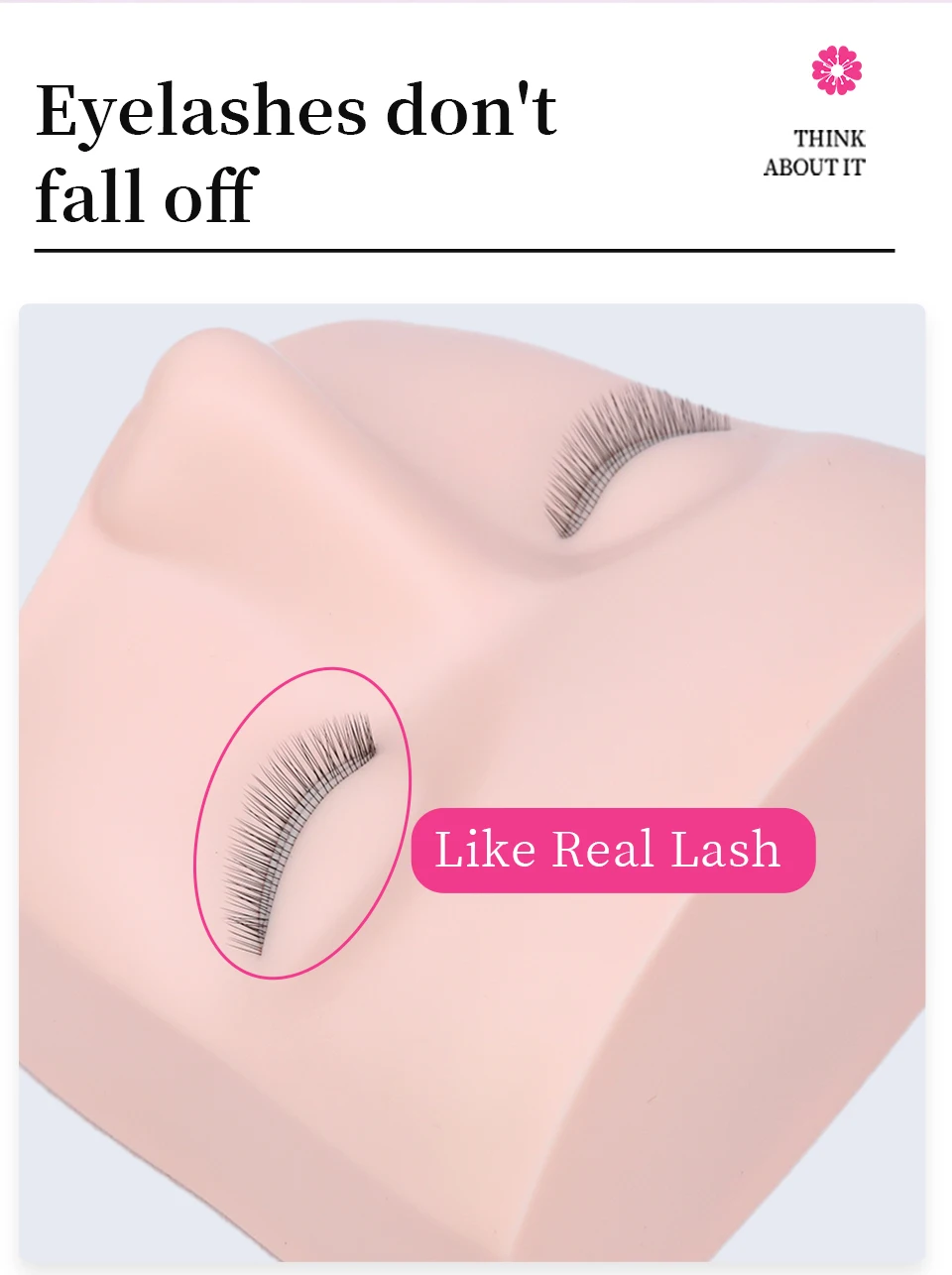 3-lagiger Wimpern-Schaufensterpuppenkopf aus Silikon für die Wimpernverlängerungsübungen, Anfänger-Make-up-Trainingsmodell mit realistischer Hautstruktur – Detail 14