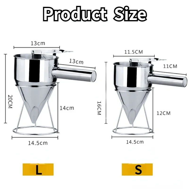 Stainless Steel Batter Dispenser Takoyaki Piston Funnel with Holder Waffle Octopus Balls Sauce Cream Dosing Funnel Kitchen Tools,pastry tools