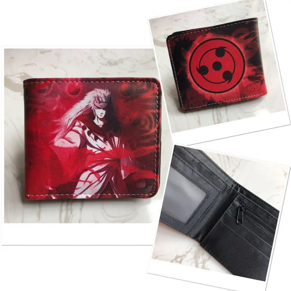 Naruto Wallet Anime Figure Uchiha Madara Kakashi Sasuke Pu Leather