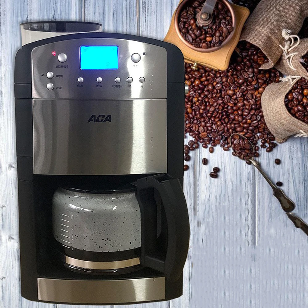 1.2L Coffee Machine Professional Coffee Maker Cafetera Milk Frother Automatic  Coffee Bean Grinder with Pot for Home Office - AliExpress