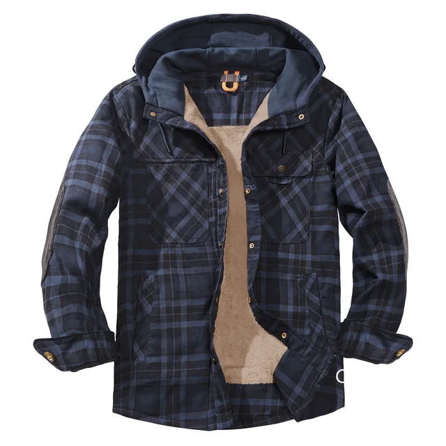 Amazon Hooded Flannel Jacket Mens Men Winter Plaid Shirts