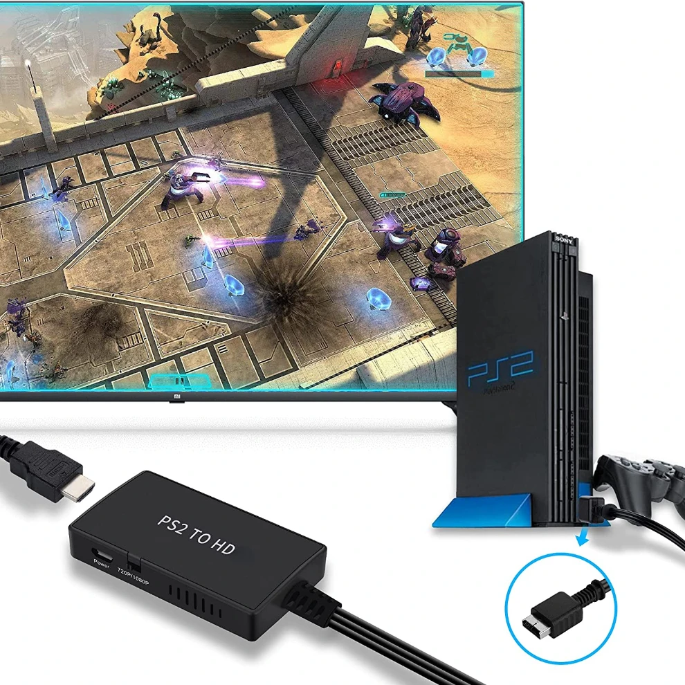 1080P PS2 to HDMI-compatible Converter Adapter PlayStation to