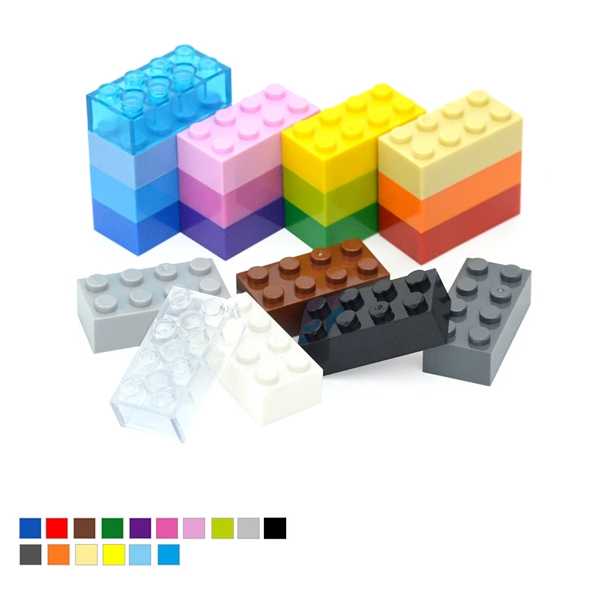 2x4 Dots Thick Figures Bricks Assemblage 25PCS Contruction Building Blocks Compatible Leduo 3001 Educational Toys For Children