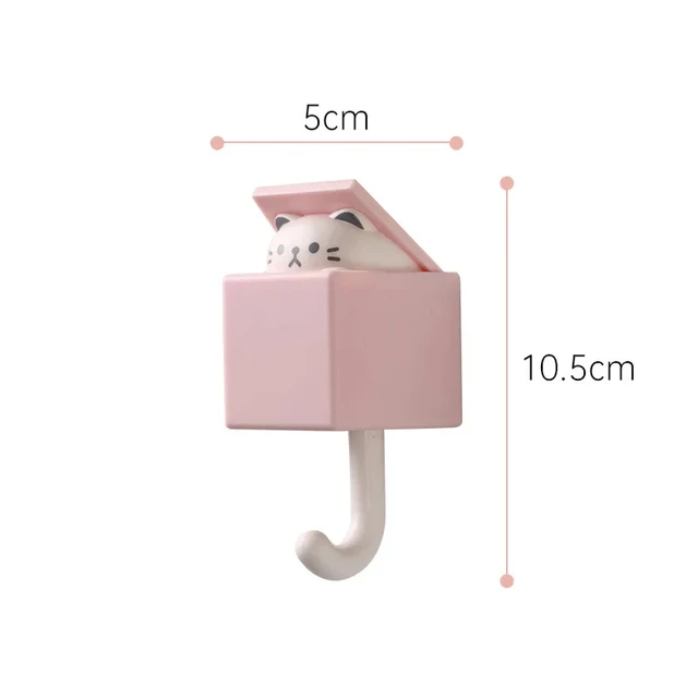 Porte-clés mural maison chat porte-clés cintres porte-clés crochet mural dessin animé auto-adhésif chambre porte crochets animaux décor à la maison crochets 6