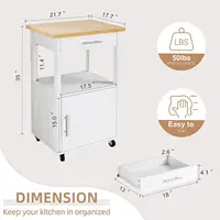 Mobile Kitchen Island Cart with Storage, Wheels, Cabinet and Drawer for Dining Room in White 4