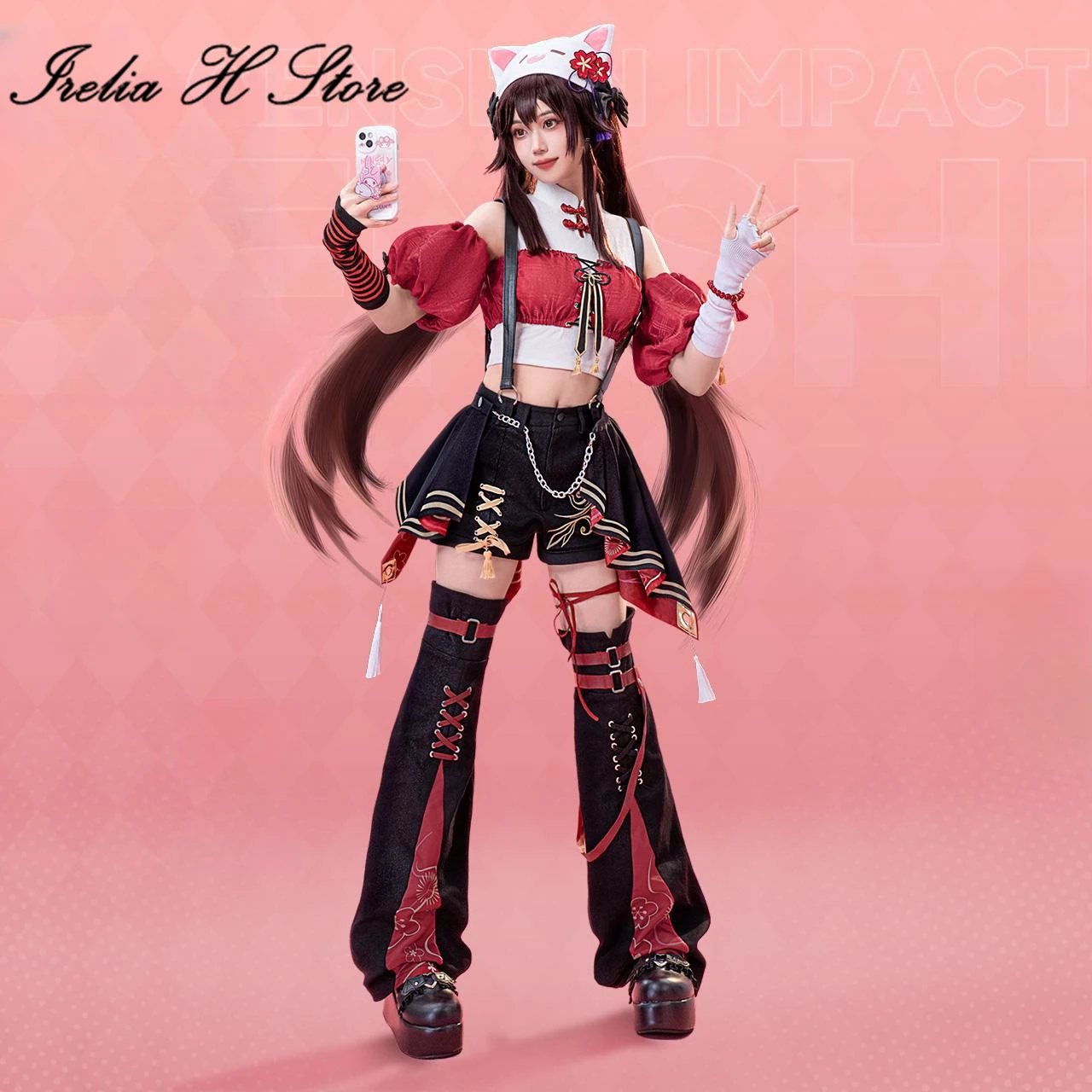 

Irelia H Store Hu Tao from Genshin Impact Cosplay Costume Hutao Tooling suits Daily Set Halloween Costumes