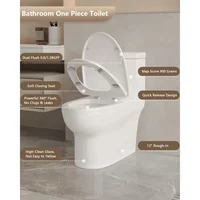 Elongated One Piece Toilet, Dual Flush 0.8/1.28 GPF Toilet with Comfortable Seat Height, Powerful & Quiet Modern Standard Toilet 2