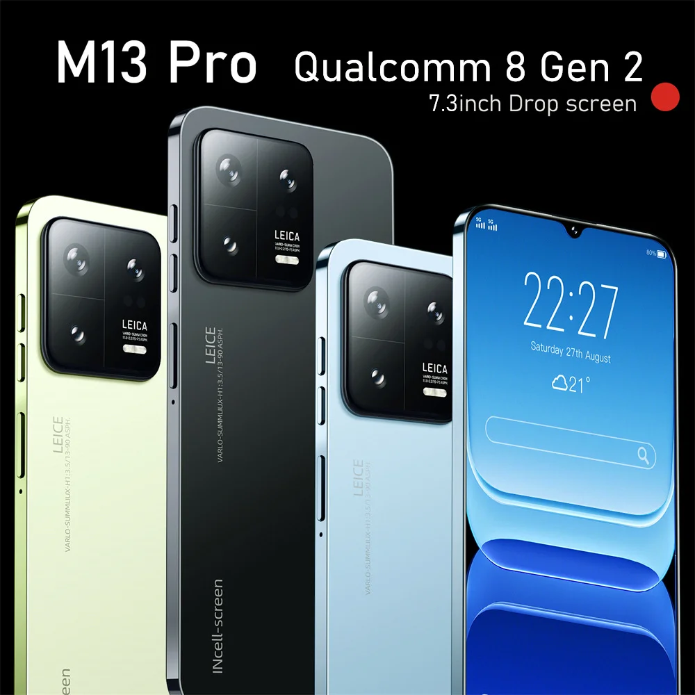 M13 Pro SmartPhone 7.0HD Screen 16G+1T 6800Mah Android13 Celulare Dual Sim Face Unlocked 5G Original Mobile Phone MI Global
