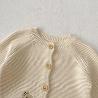 Autumn new 0-3-year-old baby clothing for boys and girls, cute and fun embroidered round neck sweater, knitted cardigan jacket 5