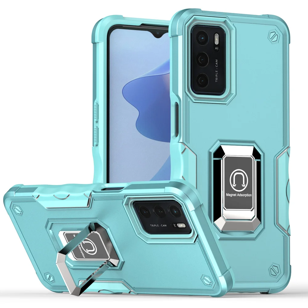KEYSION stoßfeste Rüstungshülle für OPPO A16 A16S A74 A95 4G, Silikon + PC-Ring-Ständer, Telefon-Rückseite für OPPO Reno 6 5G 6_voghion.com