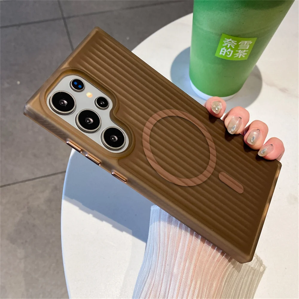 Translucent Frosted Magnetic Phone Case with Corrugated Matte Finish