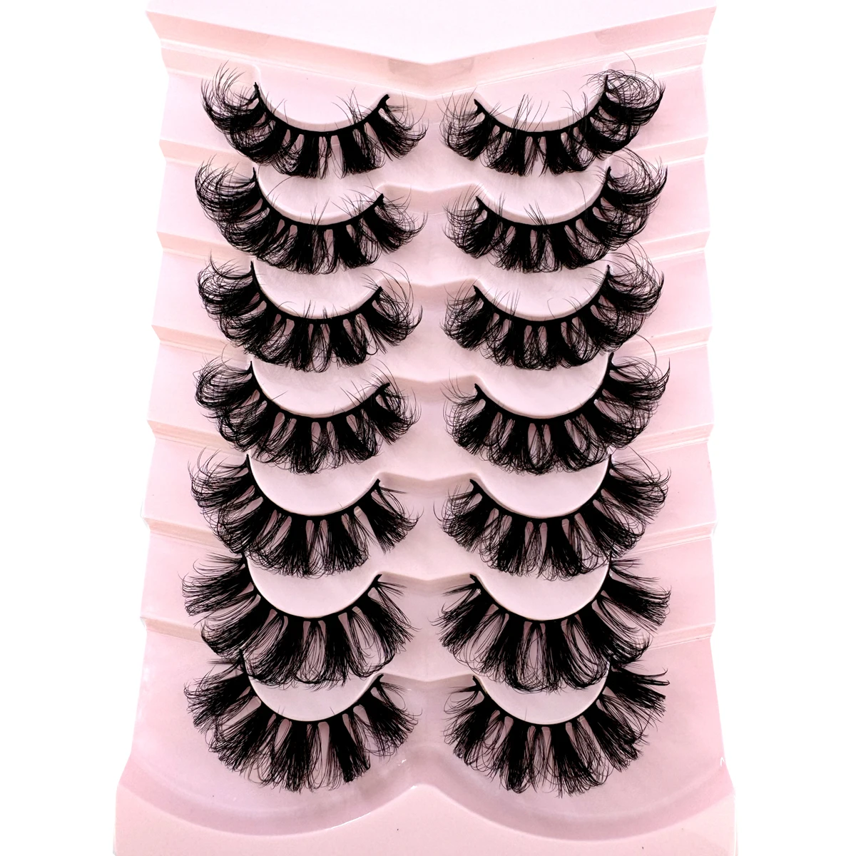 7 Paar natürliche russische Streifenwimpern, flauschige Nerzwimpern, 3D-falsche Wimpern, russische Volumenwimpern, flauschige Streifen-Fälschungswimpern – Detail 33