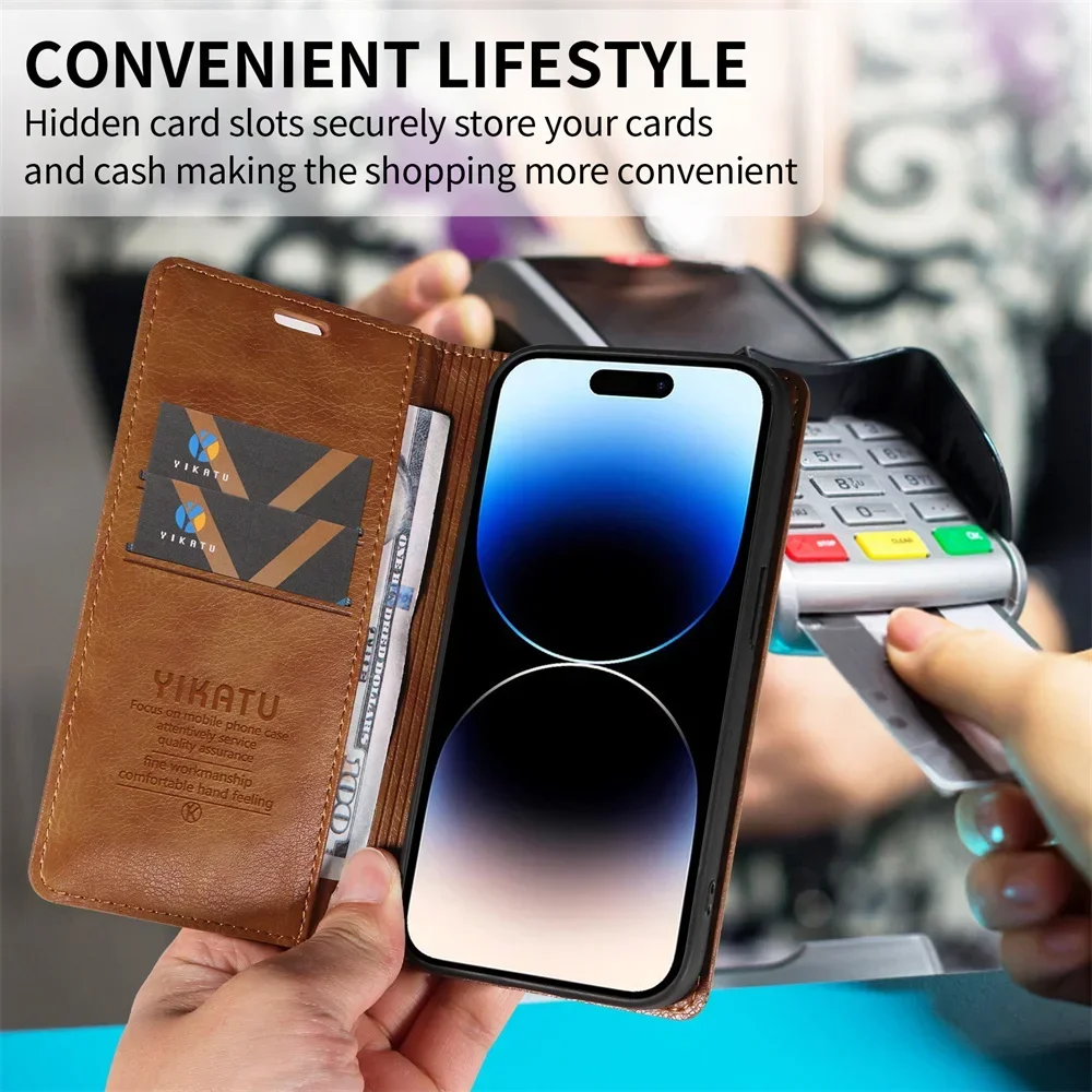 5G Magnetic Leather Flip Wallet Case for Samsung Galaxy - Elegant Book-Style Design