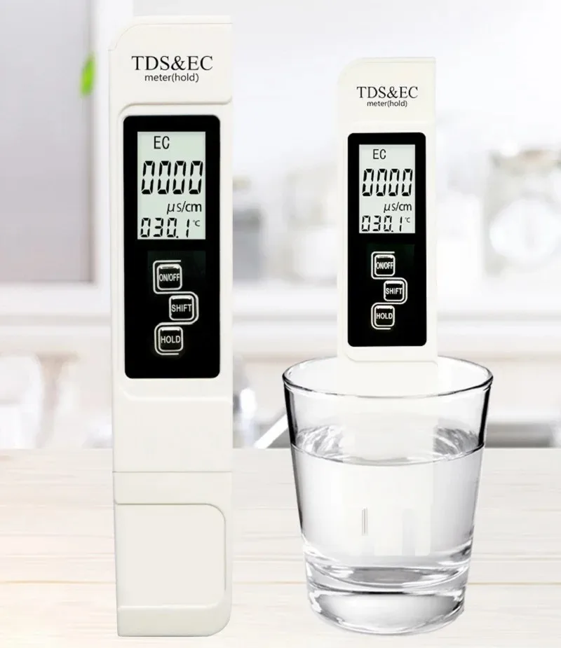 Water Tester Water Quality Detector Digital Water Quality Tester TDS EC Meter Range 0-9990 Multifunctional Water Purity Temperature Meter TEMP PPM Tester