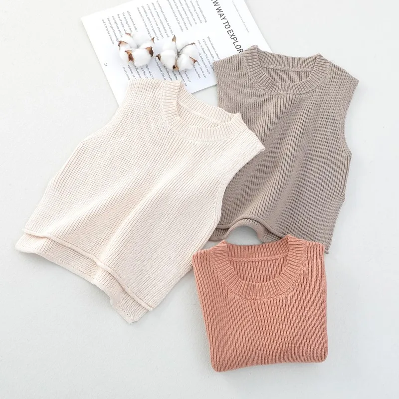 Baby Waistcoat Baby Girls Sweaters Baby Girl Solid Sleeveless Pullover Vest Boys Waistcoat Knit Vest Kids Toddler Autumn Outerwear