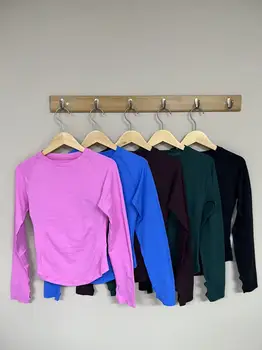 DFYZHE Haut de sport à manches longues pour femmes, sans coutures, coupe ajustée, séchage rapide, anti-transpiration, pour la course et l'entraînement
