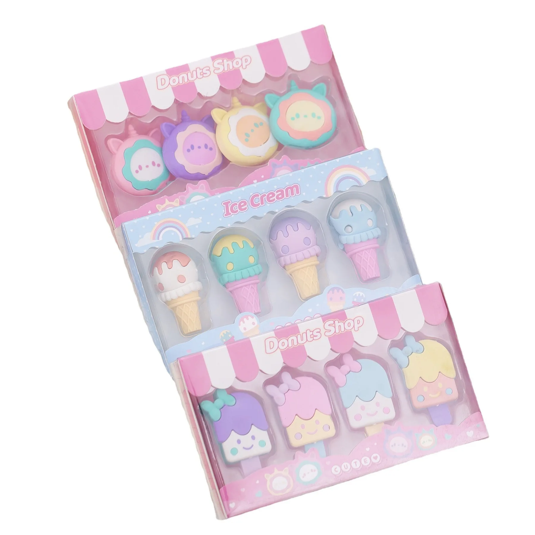 4 Teile/schachteln Sweety Donut Trinken Dessert Eis Student Schreibwaren Schule Bürobedarf Radiergummis Bleistift Radiergummi – Detail 9