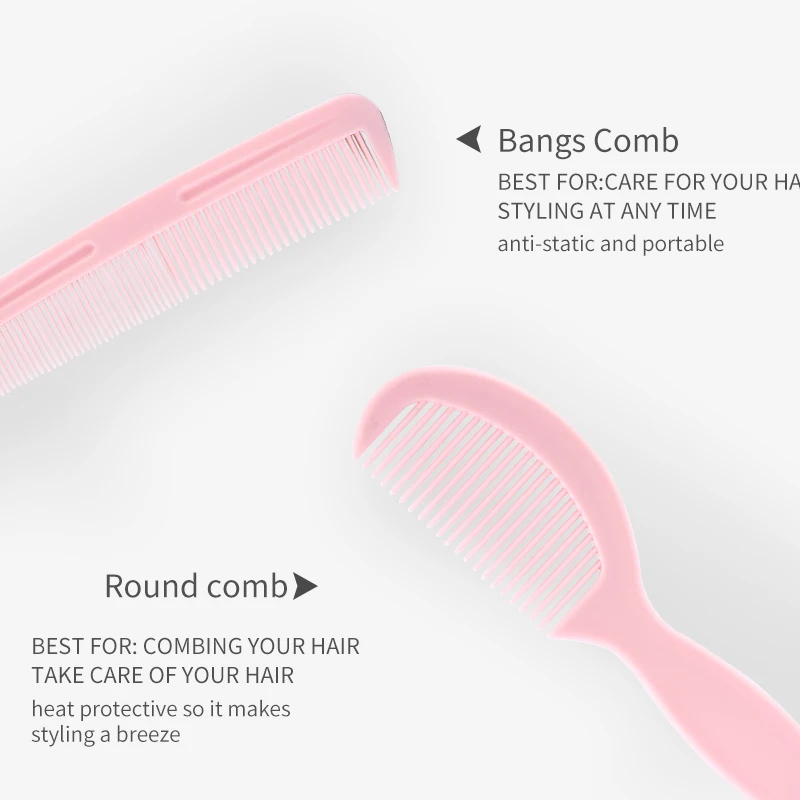 4PCS/Set Pink Black Hair Comb Barber Accessories Straightening Brush Anti-static Salon Hair Care Styling Tool for Hair Comb Curly Hair Brush Hair Styling Tools Hair Brush Comb Hair Comb Set