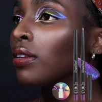 Crayon Gel Eyeliner Caméléon Imperméable Effet Chrome Brillant, Ombre à Paupières Scintillante Vert Doré Nacré pour Maquillage des Yeux Effet Silkworm 4