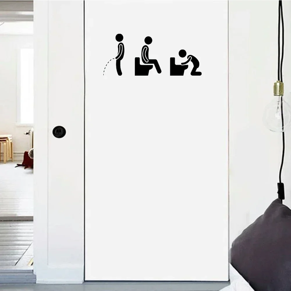 Funny Toilet Stickers Door Decor Washroom Wall Decals Waterproof