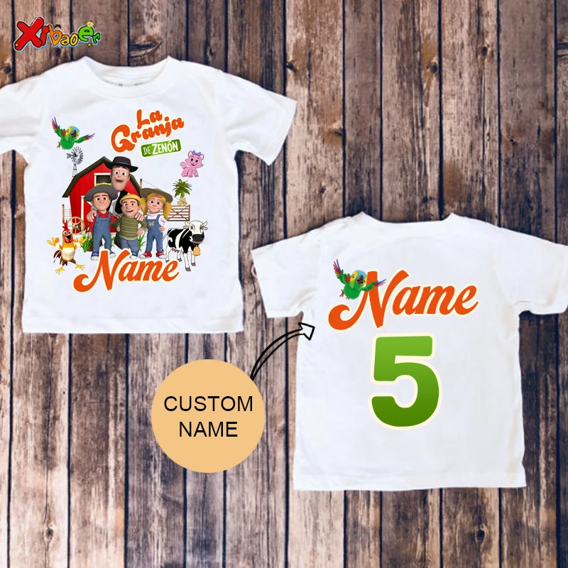 Farm Shirt for Kids Animal Cartoon Custom Name Shirt Toddler Baby Gift 3nd Birthday Shirt Teen Girl Clothes Shirt Boys Tee Zoo 5