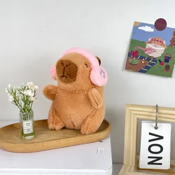 Cozy Capybara Plush with Headphones - Adorable Stuffed Animal Keychain & Bag Pendant Gift (Pink)