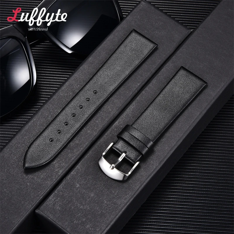 Premium Soft Ultra-Thin Leather Watchband - Brown, Black, or Blue