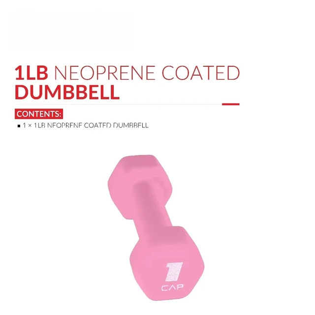 Neoprene Dumbbell 1lb Pair 2 Pack Pink Color Free Weight Hand Grip Strength Training Fitness Equipment Home Gym Yoga Exercise Workout Dumbbells Set for Women