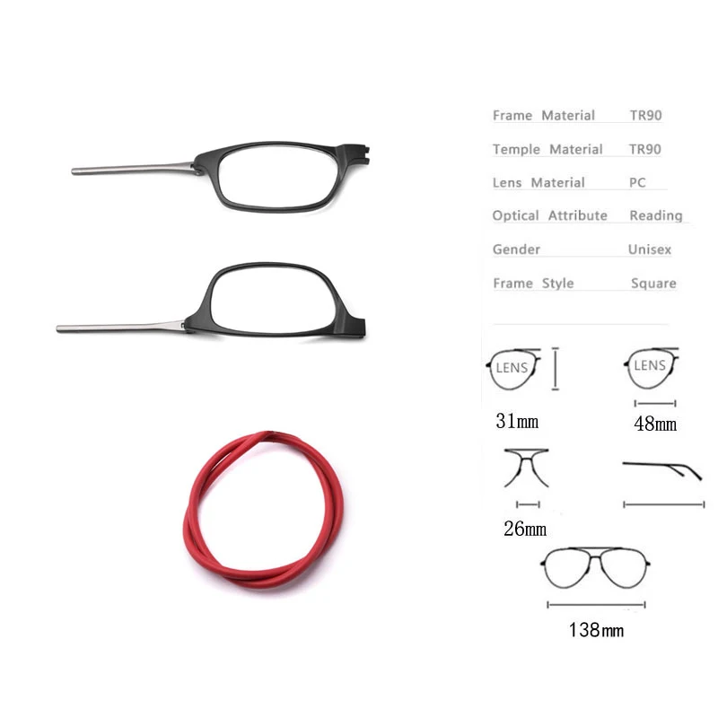 Hanging Neck Elastic Ultralight Reading Glasses