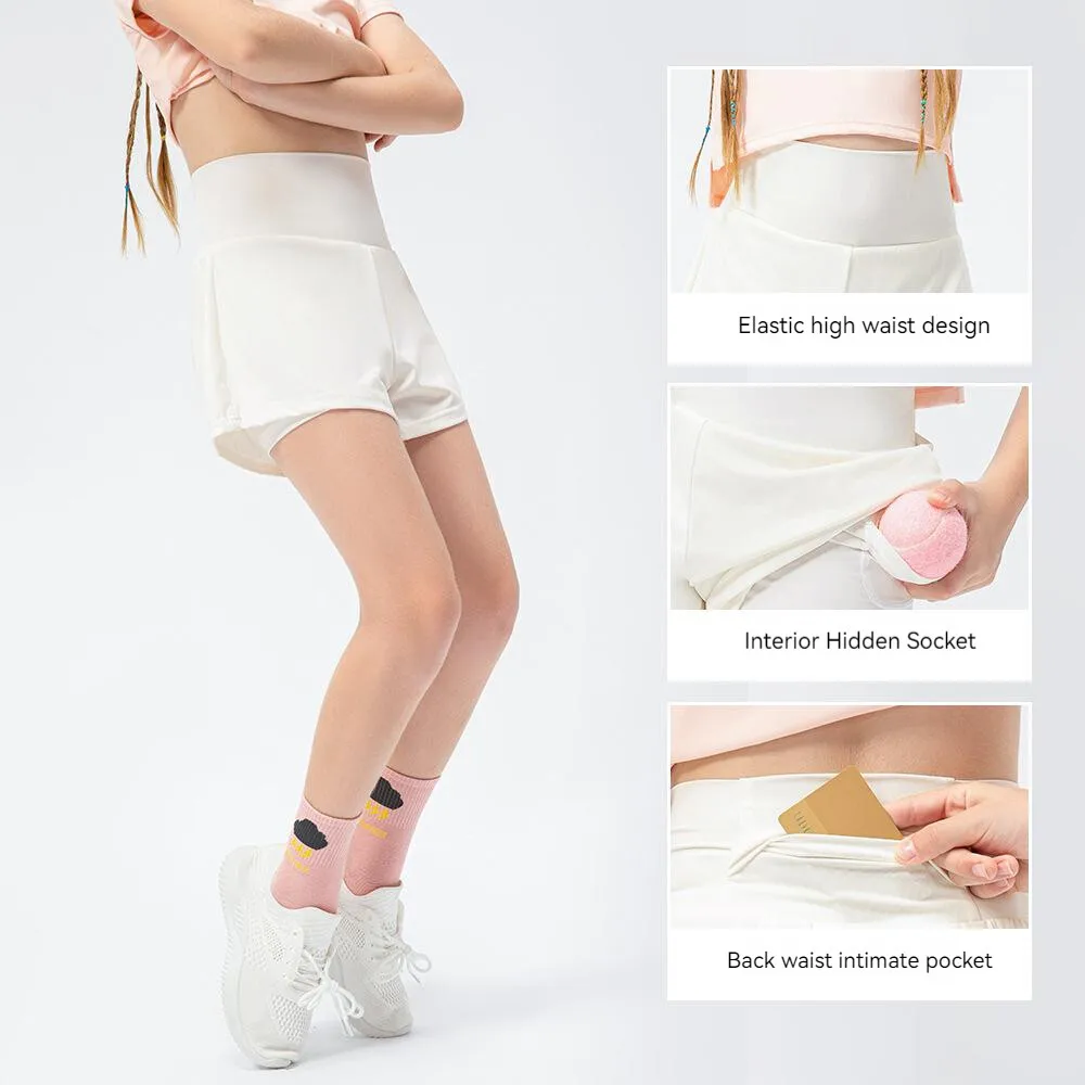 Quick Dry Girls Tennis Badminton Sport Shorts Loose Fake Two-piece Short Pants Exercise Training Bottoms Running Gym Yoga Shorts girls tennis shorts