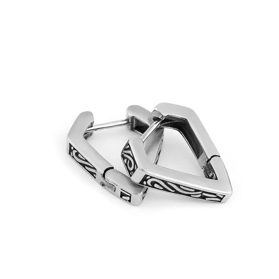 Lantine Orecchini A Cerchio Huggie Uomo E Donna - Nodo Celtico Vichingo In Acciaio Inox Nero E Argento, Vintage Gotico Punk