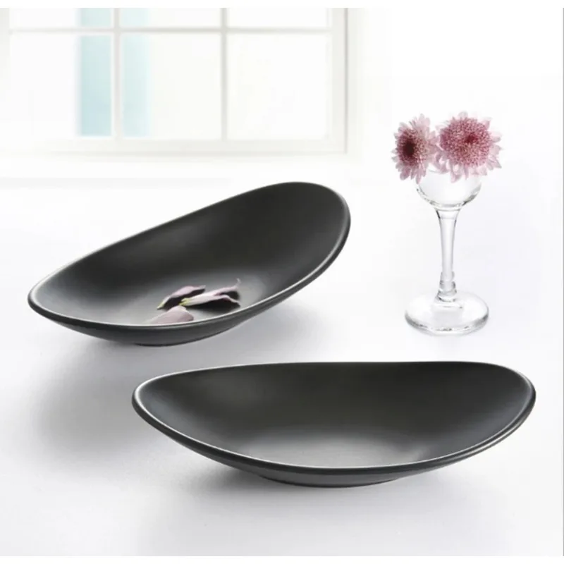 Dessert Plate Food Dishes Deep Oval Ingot Plate 1Pcs