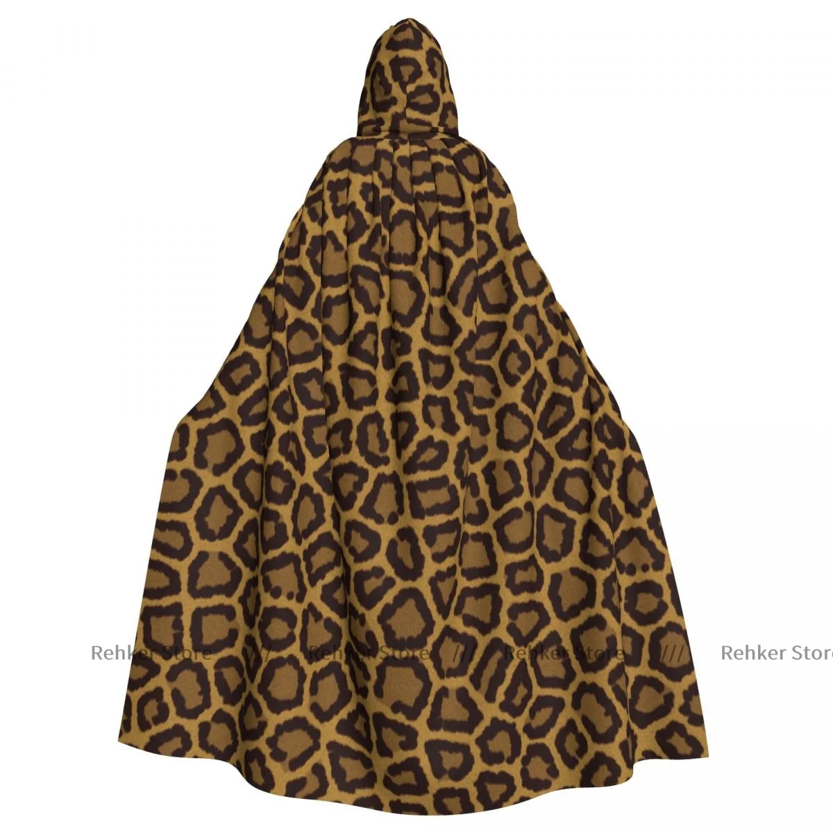 

Adult Halloween Leopard Print Cloak Cape Hooded Medieval Costume Full Length Dress Coat