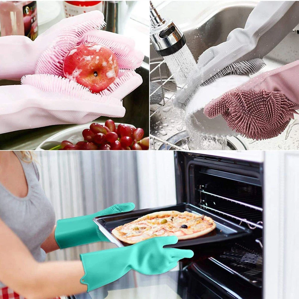 Dishwashing Cleaning Gloves Magic Silicone Rubber Dish Washing