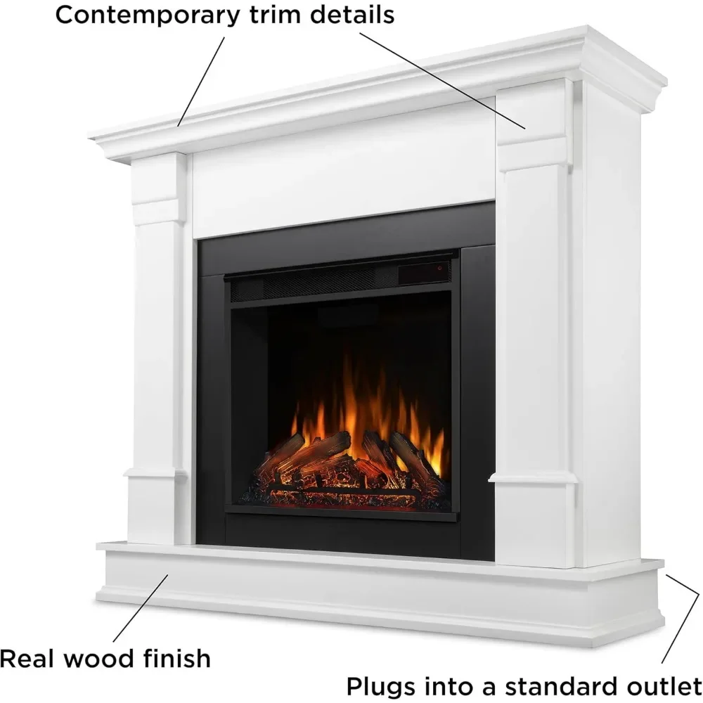 48” Electric Fireplace with Mantel for Living Room or Bedroom,Replaceable Fireplace Insert Heater,Realistic Log and Flame Effect 3