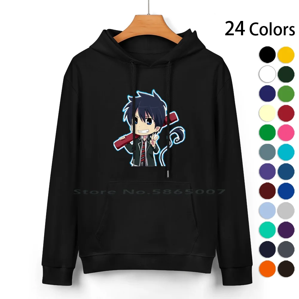 

Синяя негорючая толстовка из чистого хлопка Rin Okumura Chibi, свитер, 24 цвета, аниме "синий экзорцист" Ao No Exorcist, ужас, манга Rin