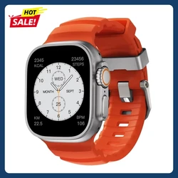 Premium Silicone Sport Band for Apple Watch - Adjustable Wristband Strap Bracelet (Orange silver)