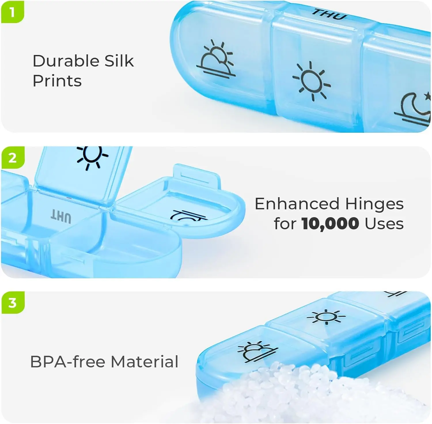 Premium Weekly Pill Organizer with PU Leather Bag - 3-Daily Compartments, Portable Travel Case