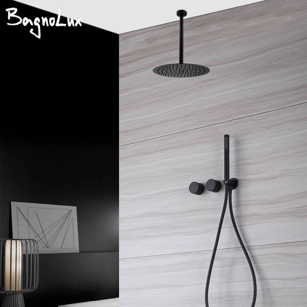 ชุดฝักบัวติดเพดานแบบ 2 ทาง พร้อมก๊อกน้ำแบบฝังในตัว ชุดฝักบัวแบบฝังผนัง ลายอิฐ 2 ลูกบิด 1